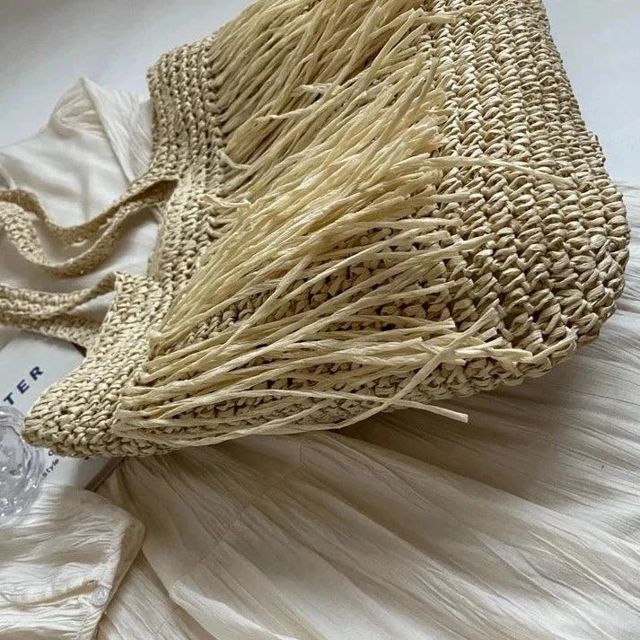 Andreia Long Tassel Straw Bag - Glova