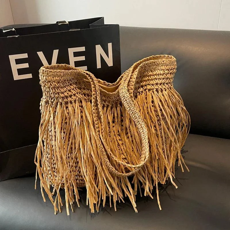 Andreia Long Tassel Straw Bag - Glova