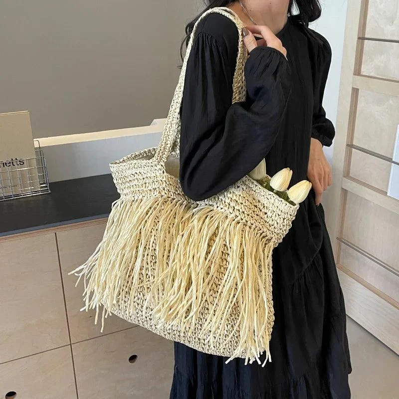 Andreia Long Tassel Straw Bag - Glova