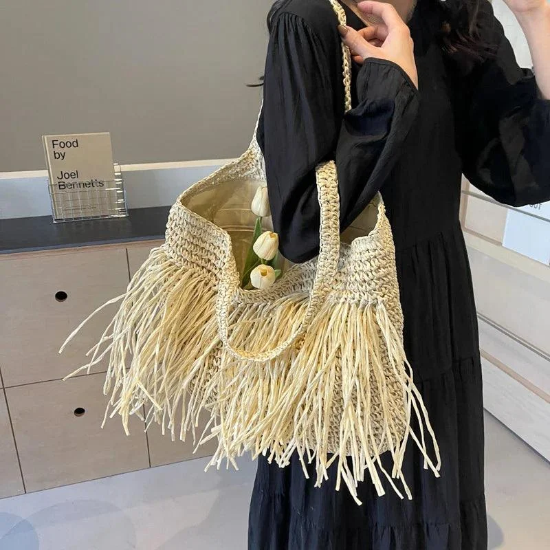 Andreia Long Tassel Straw Bag - Glova