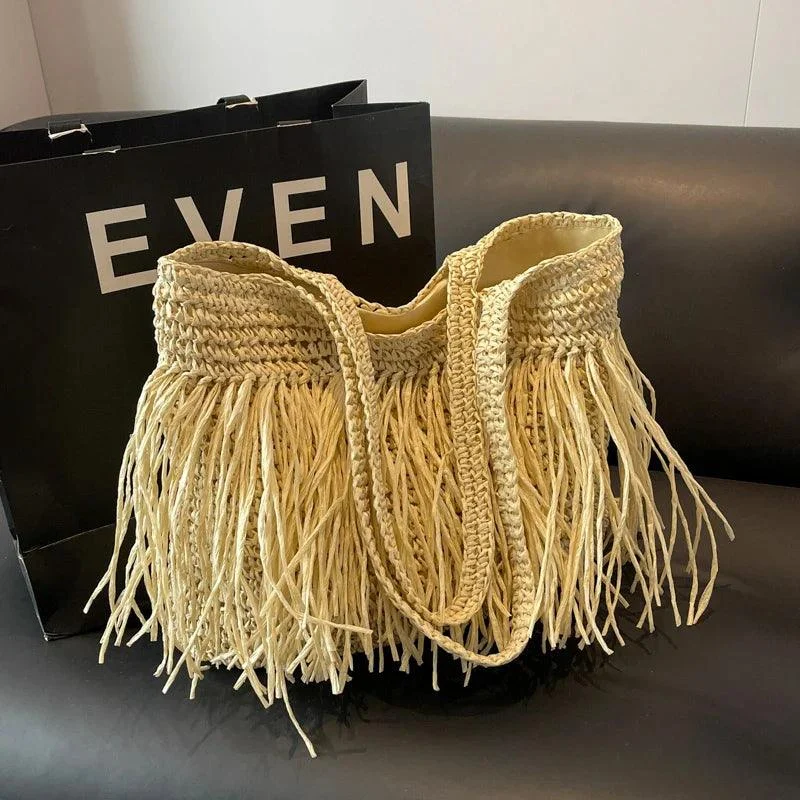 Andreia Long Tassel Straw Bag - Glova