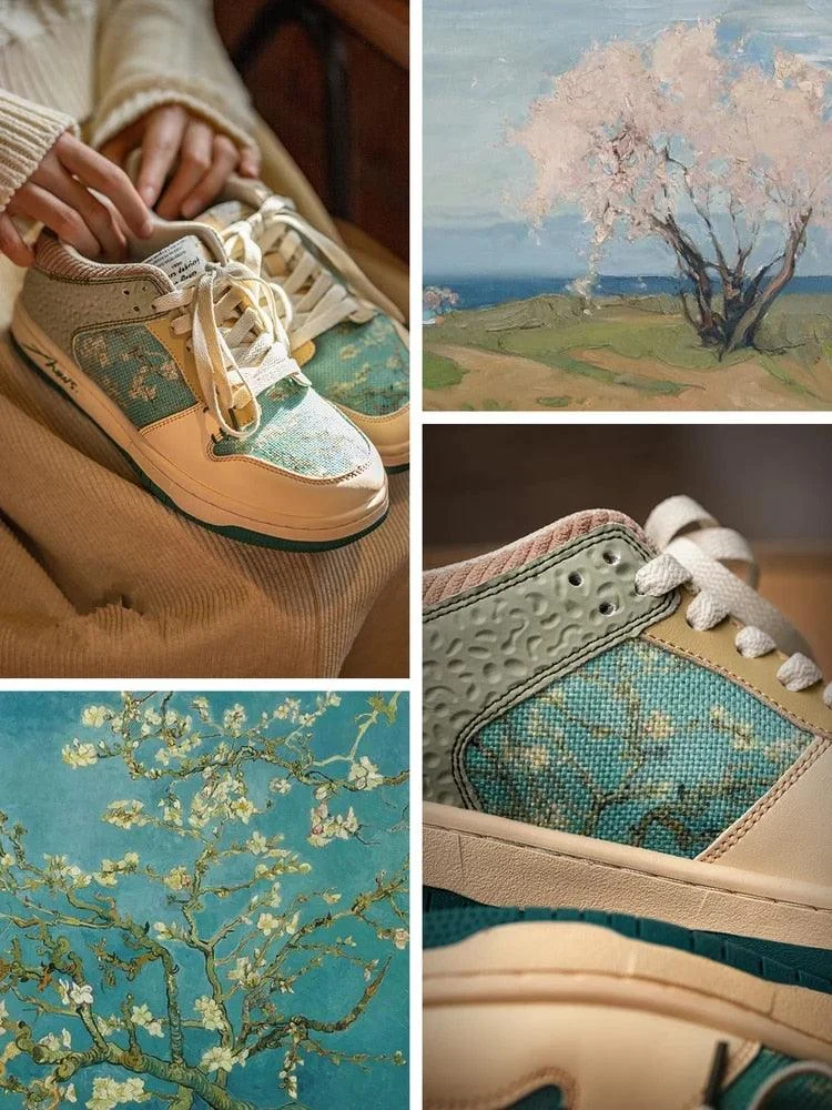 Andrew Oil Paints Cherry Blossoms Print Unisex Sneakers - Glova