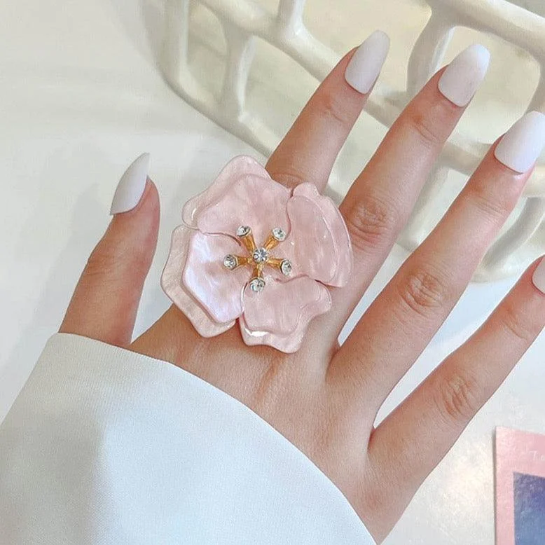 Anemone Resin Statement Flower Cocktail Rings - 11 colors - Glova