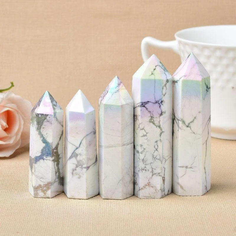 Angel Aura Howlite Crystal Point Tower - Glova