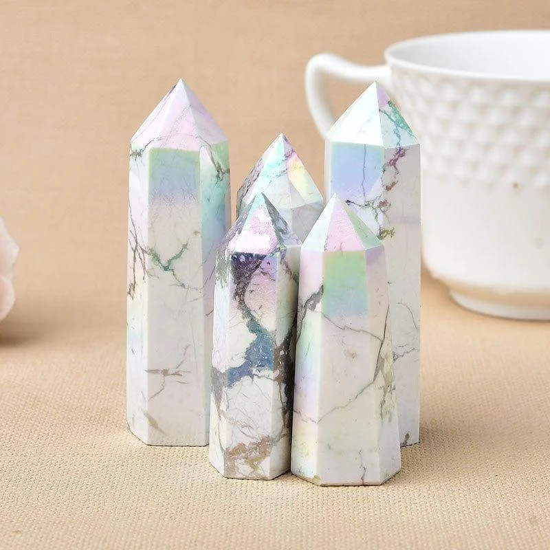 Angel Aura Howlite Crystal Point Tower - Glova