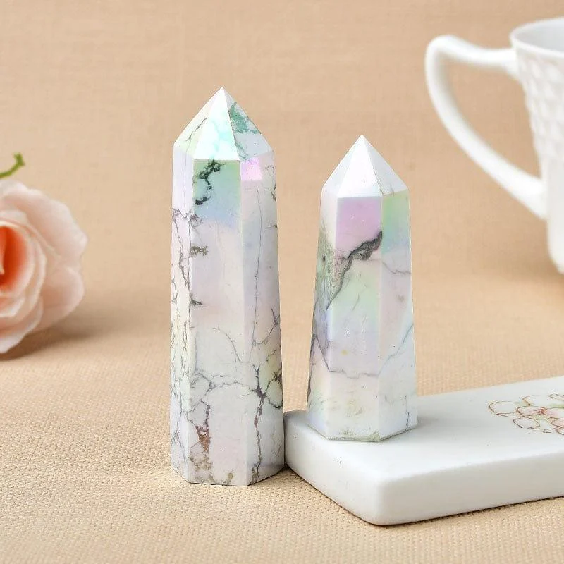 Angel Aura Howlite Crystal Point Tower - Glova