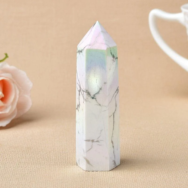 Angel Aura Howlite Crystal Point Tower - Glova