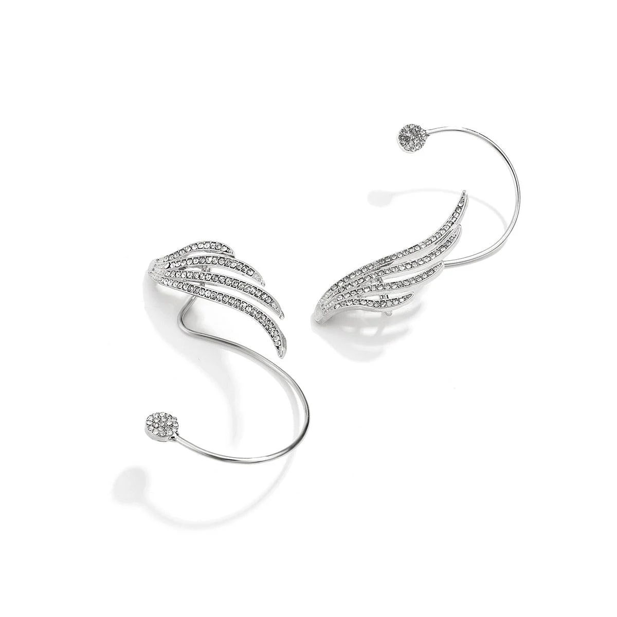 Angel Wing Crystal Ear Cuff Earrings - Glova