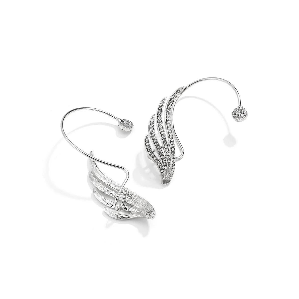 Angel Wing Crystal Ear Cuff Earrings - Glova