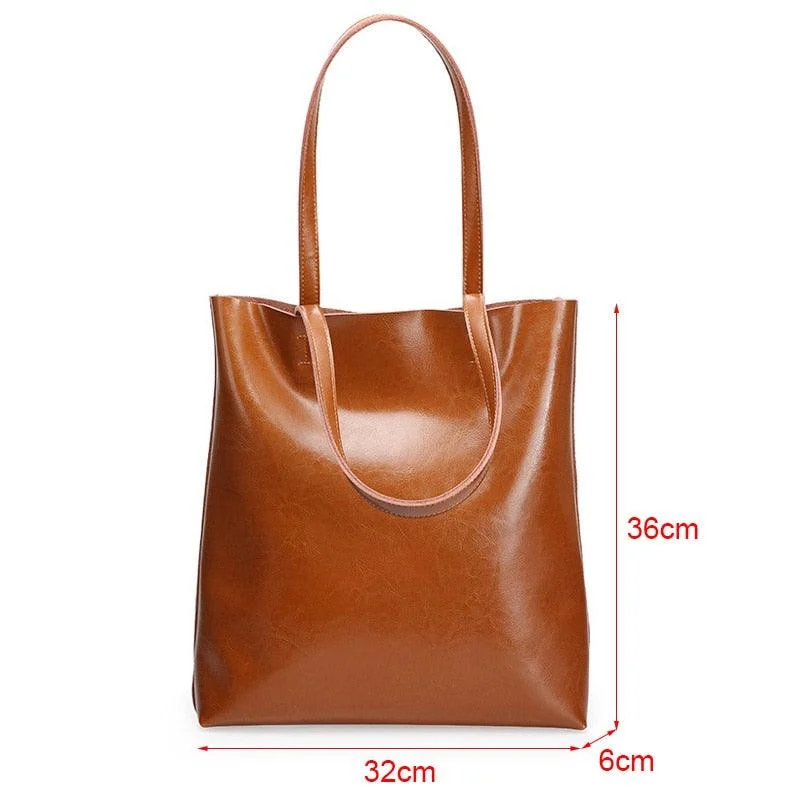 Anika Genuine Leather Shopper Tote Bags - 6 Colors - Glova