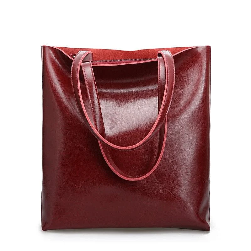 Anika Genuine Leather Shopper Tote Bags - 6 Colors - Glova