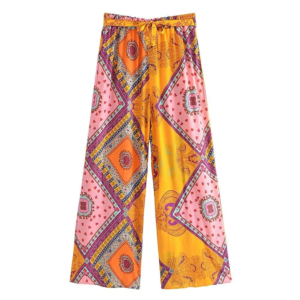 Anise Wide Leg Boho Pants - Glova