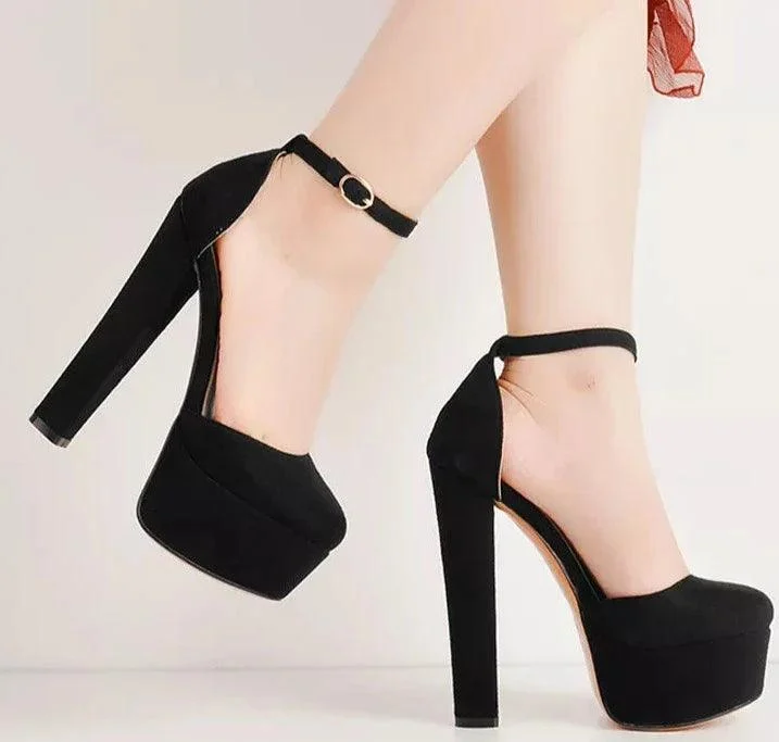 Ankle Strap Pumps Round Toe Buckle Strap Mary Jane Shoes - Glova