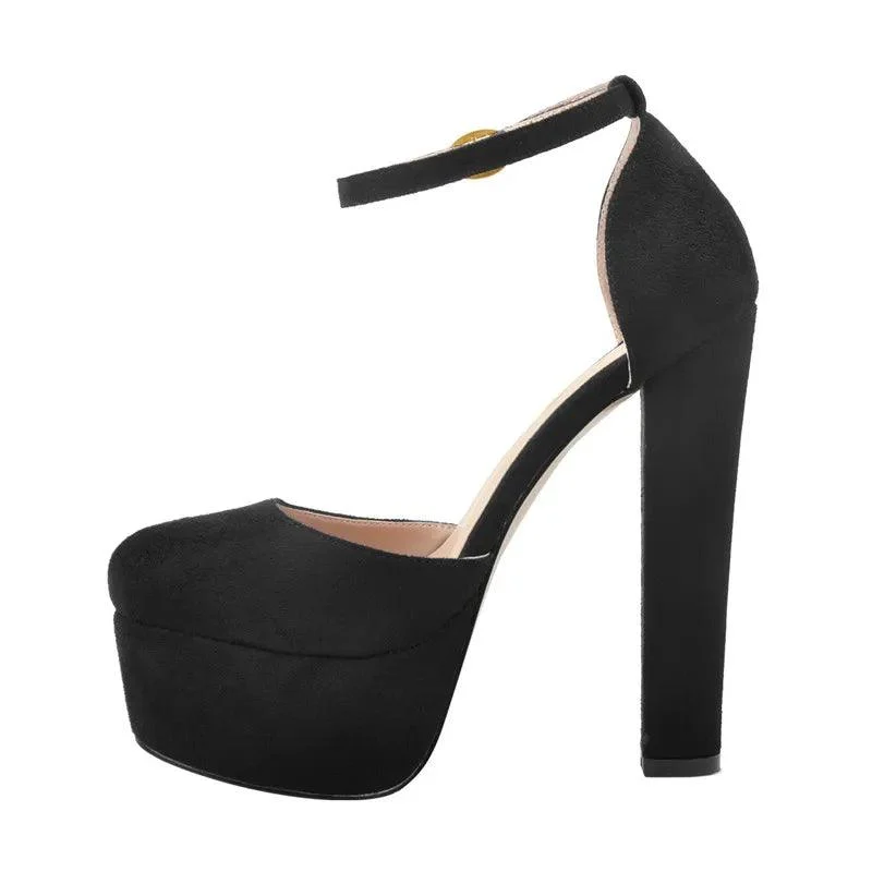 Ankle Strap Pumps Round Toe Buckle Strap Mary Jane Shoes - Glova