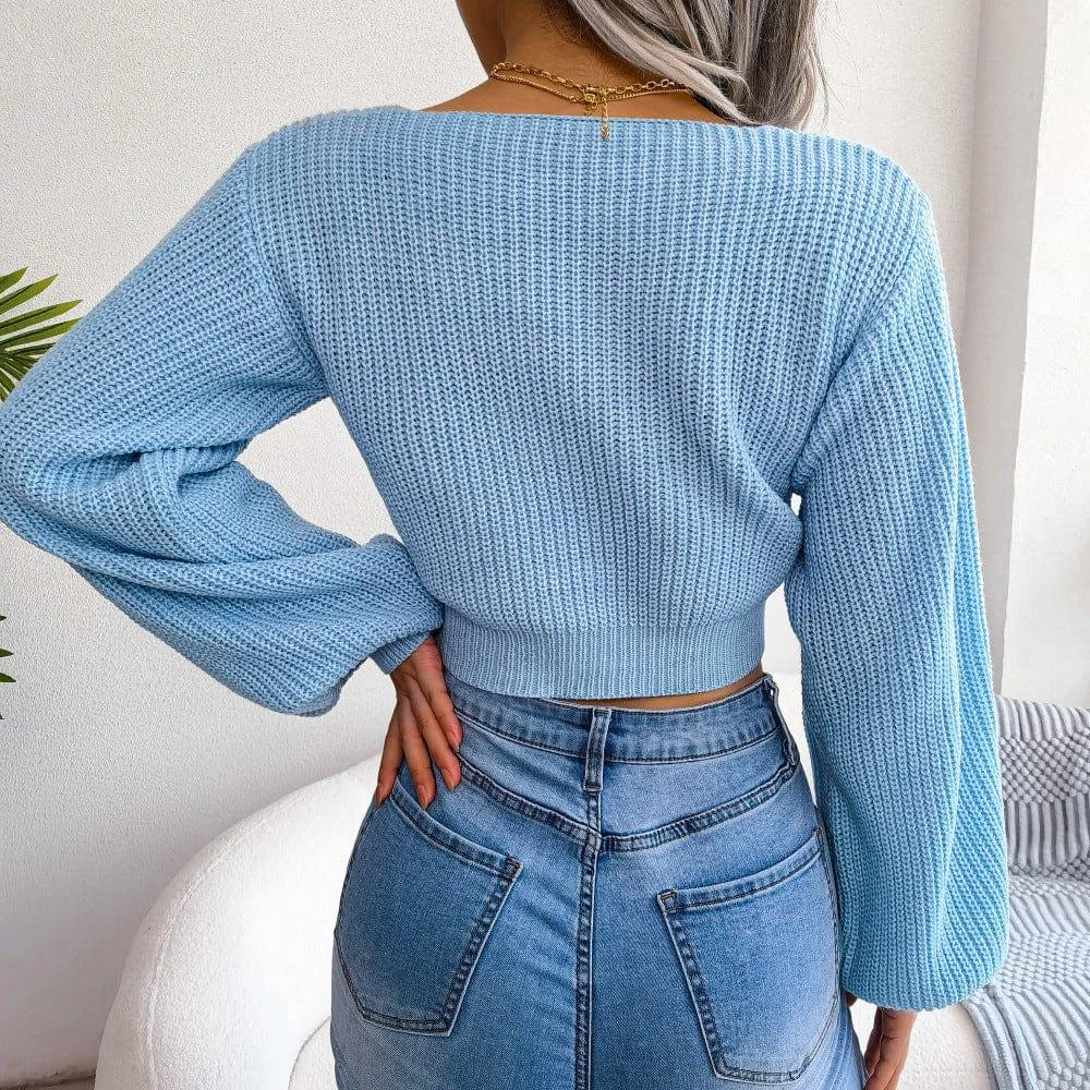 Anna Bowknot Cropped Sweater - Glova