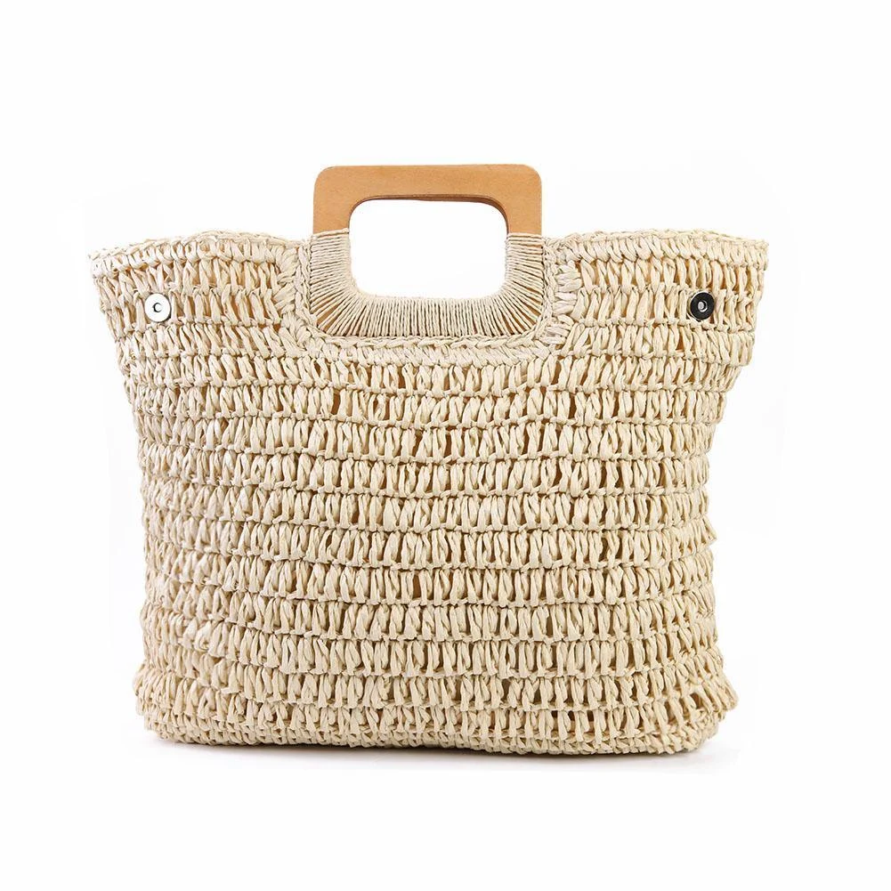 Annabelle Square Straw Shopper Bags - 2 Colors - Glova