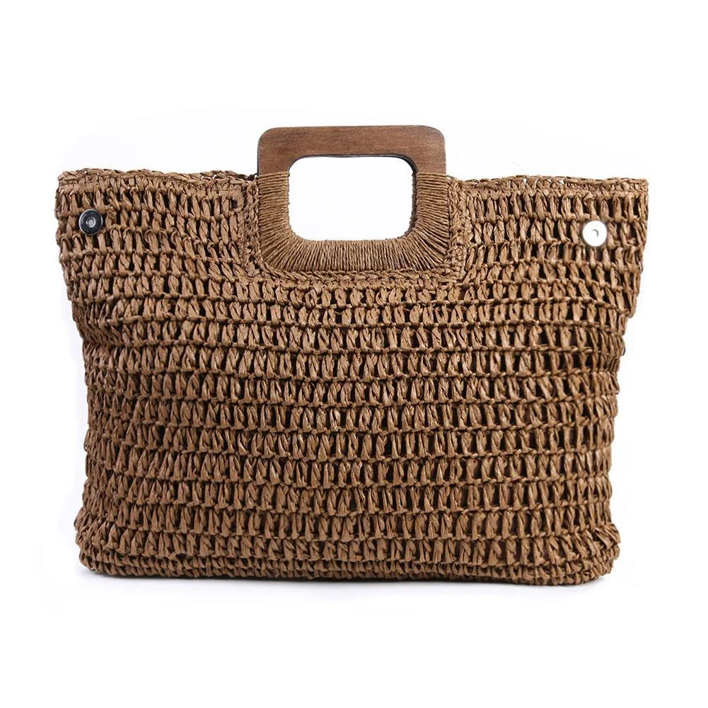 Annabelle Square Straw Shopper Bags - 2 Colors - Glova