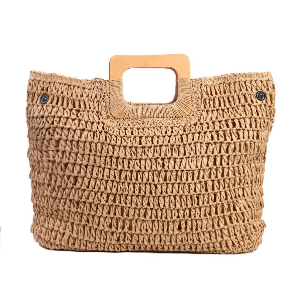 Annabelle Square Straw Shopper Bags - 2 Colors - Glova