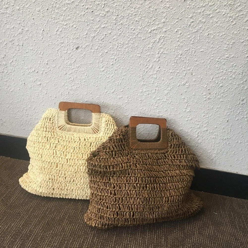 Annabelle Square Straw Shopper Bags - 2 Colors - Glova