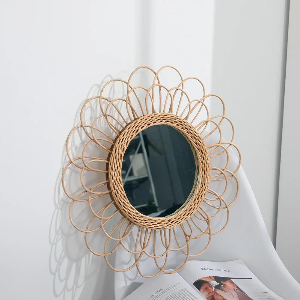 Anya Rattan Loop Round Wall Mirror - Glova