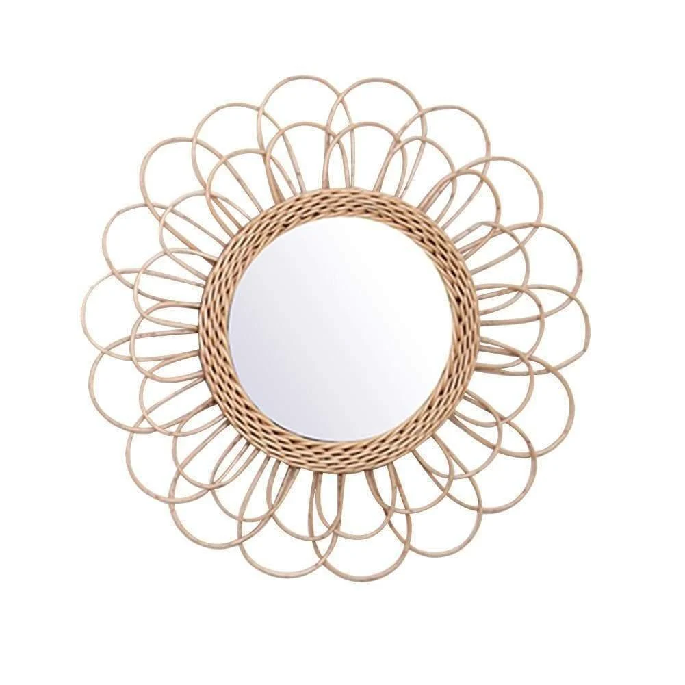 Anya Rattan Loop Round Wall Mirror - Glova