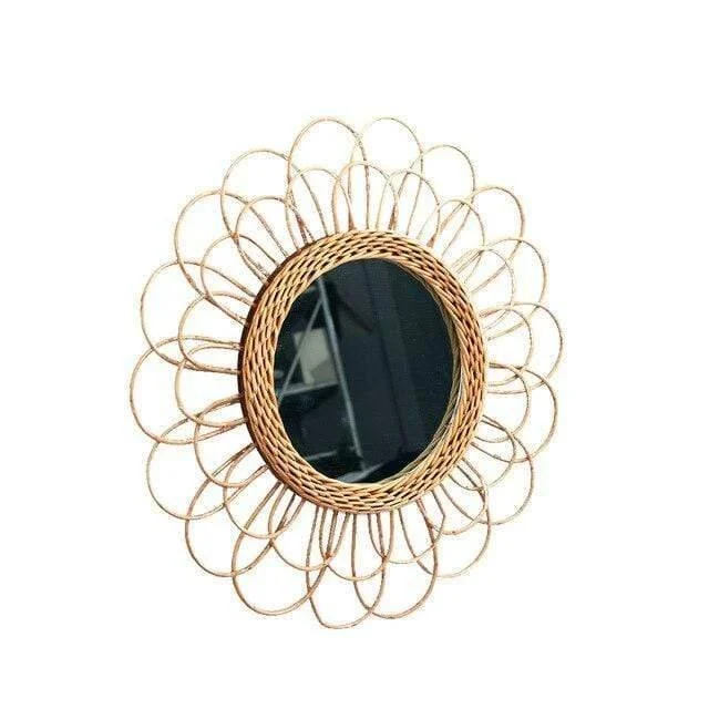 Anya Rattan Loop Round Wall Mirror - Glova