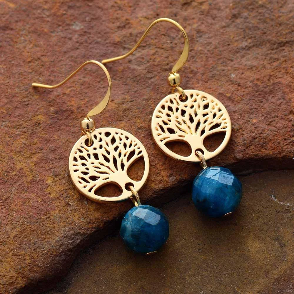 Apatite Tree of Life Earrings - Glova