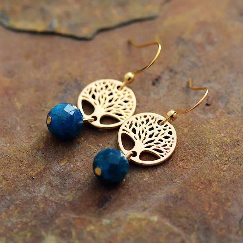 Apatite Tree of Life Earrings - Glova