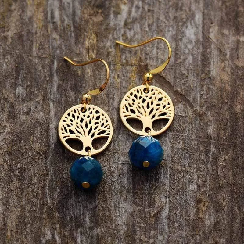 Apatite Tree of Life Earrings - Glova