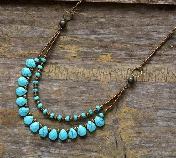 Aquamarine Teardrops Necklace - Glova