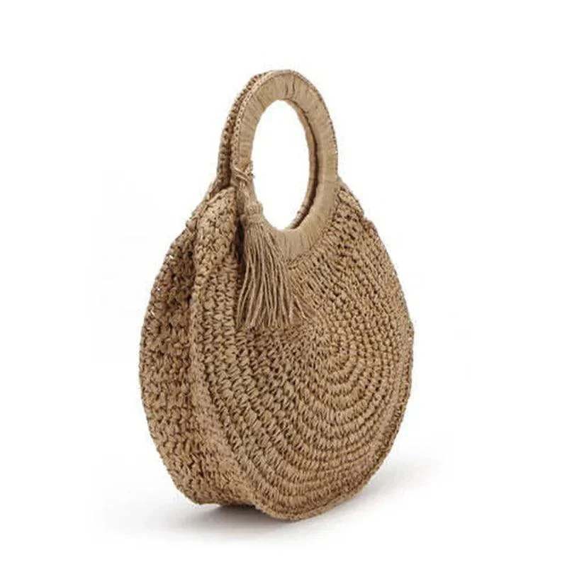 Aranza Round Tassel Straw Totes - Glova