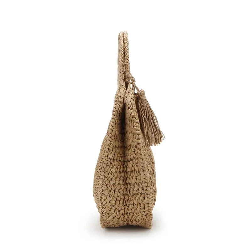 Aranza Round Tassel Straw Totes - Glova