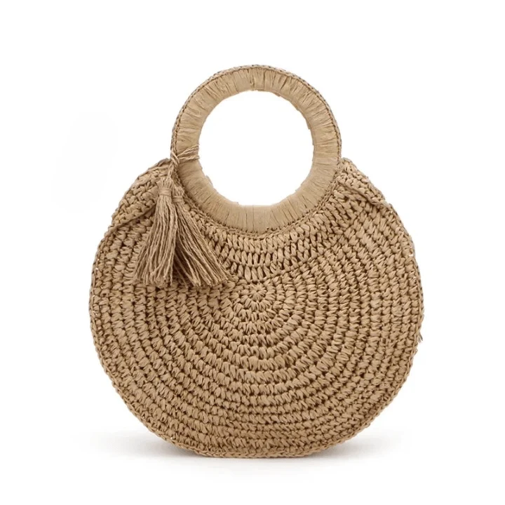 Aranza Round Tassel Straw Totes - Glova