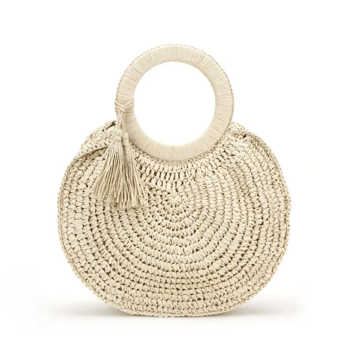 Aranza Round Tassel Straw Totes - Glova