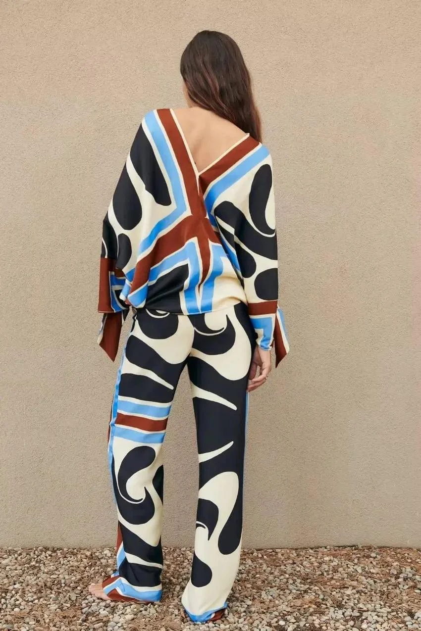 Art Prints Tunic Top / Wide Leg Pants - Glova