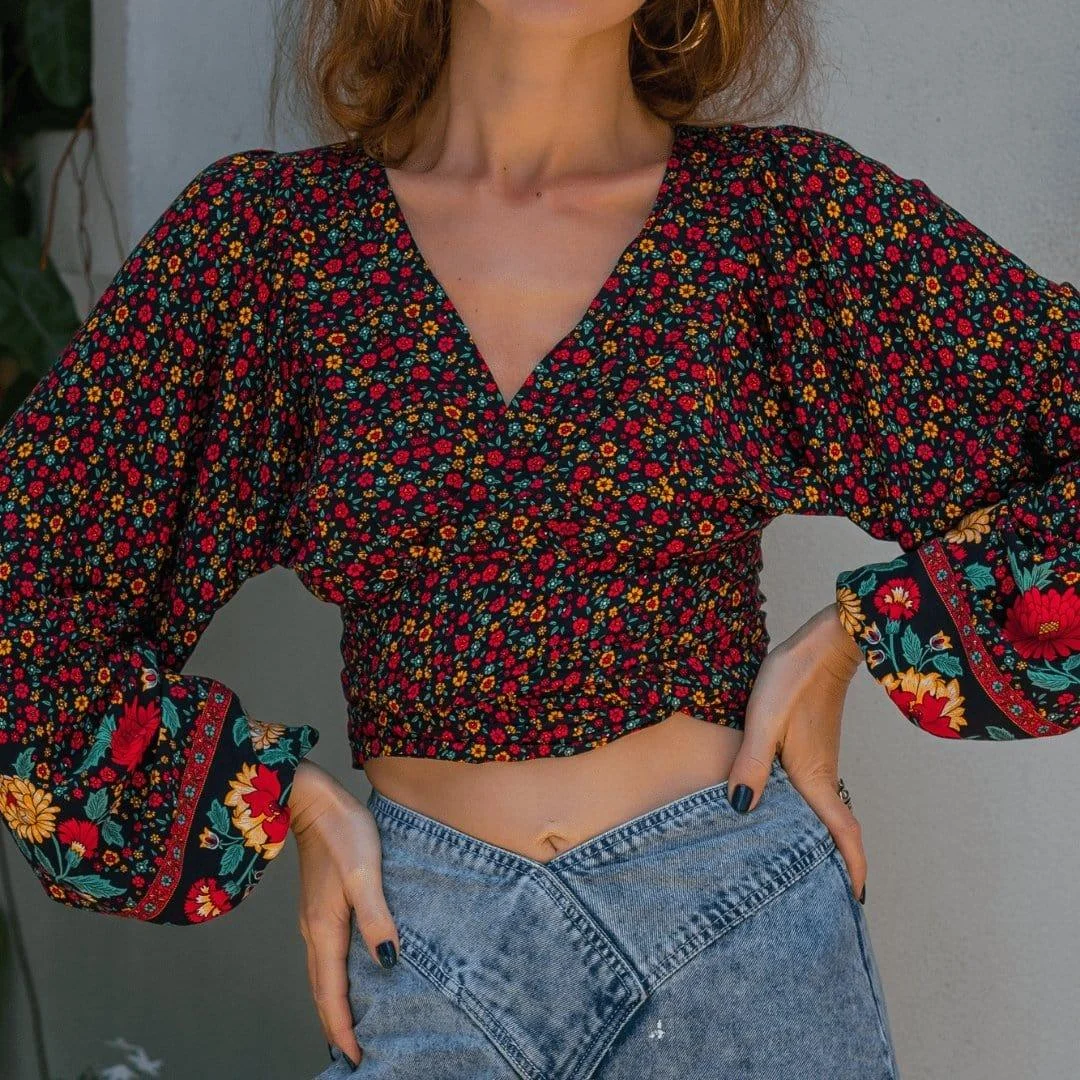 Astarte Floral Boho Long Sleeve Blouse - Glova