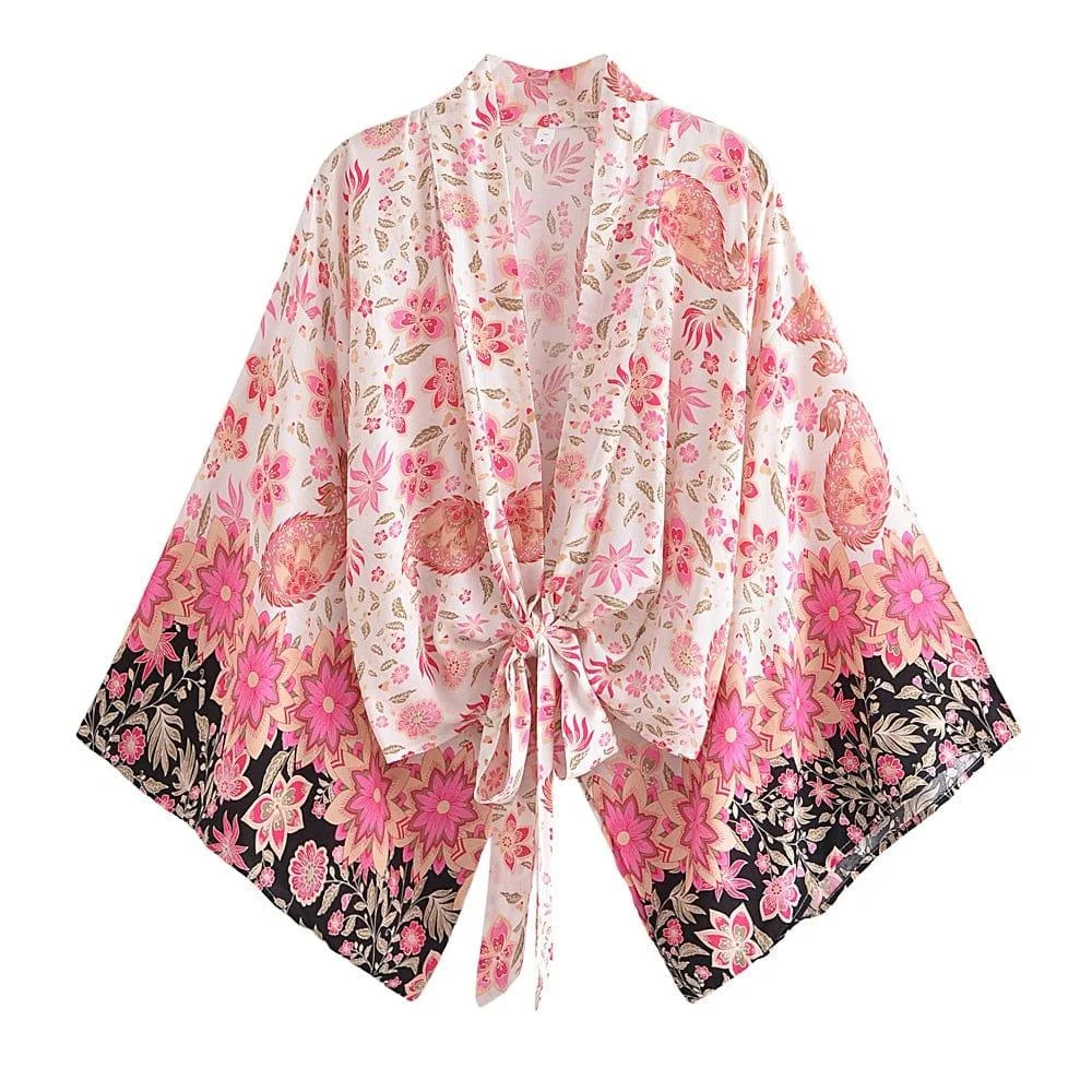 Athena Boho Cropped Kimono - Glova