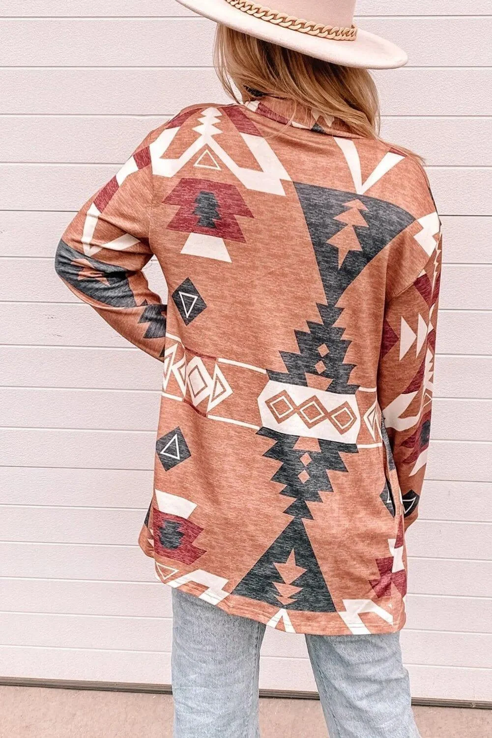 Auburn Aztec Print Mid Length Cardigan - Glova