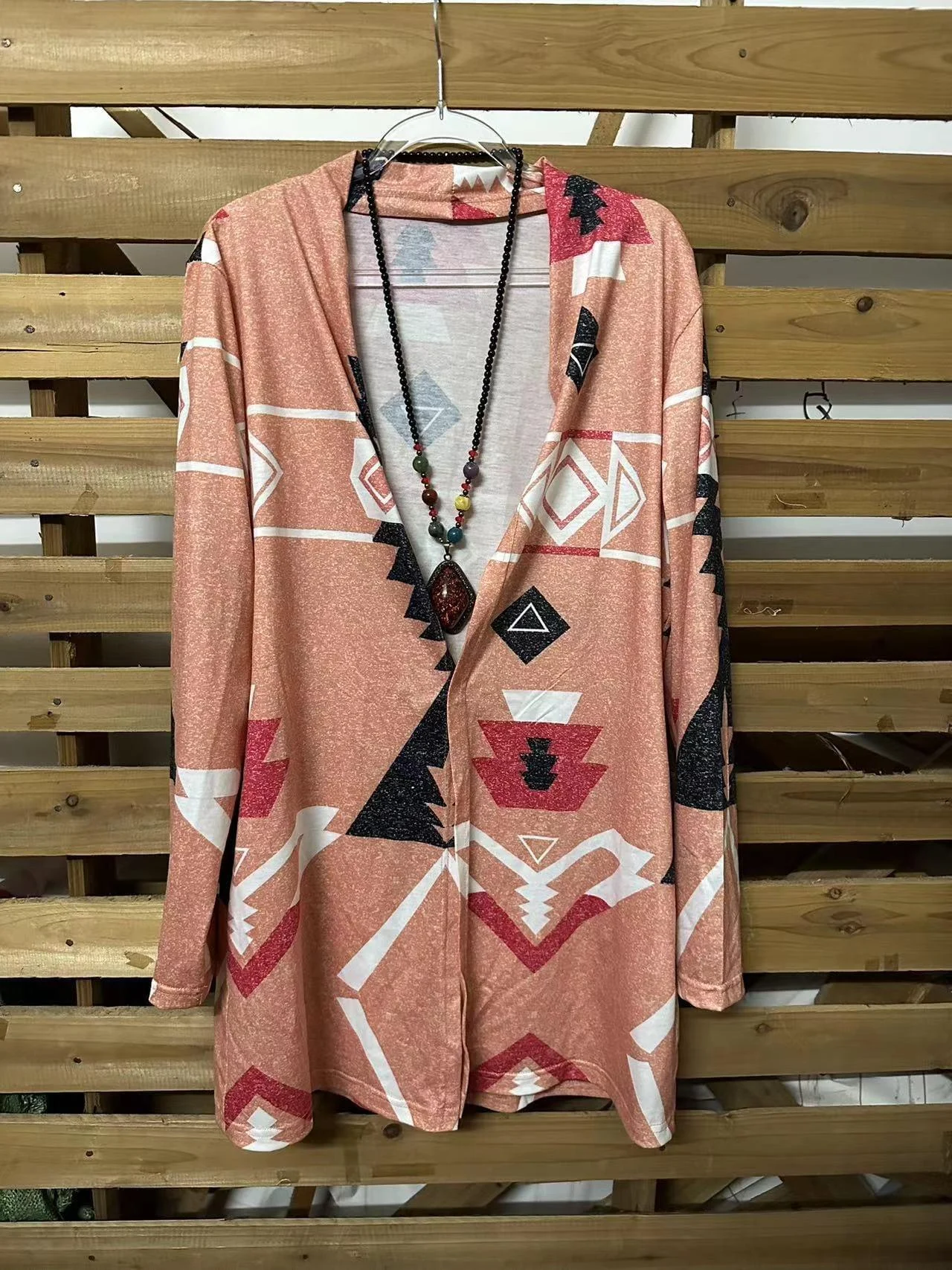 Auburn Aztec Print Mid Length Cardigan - Glova