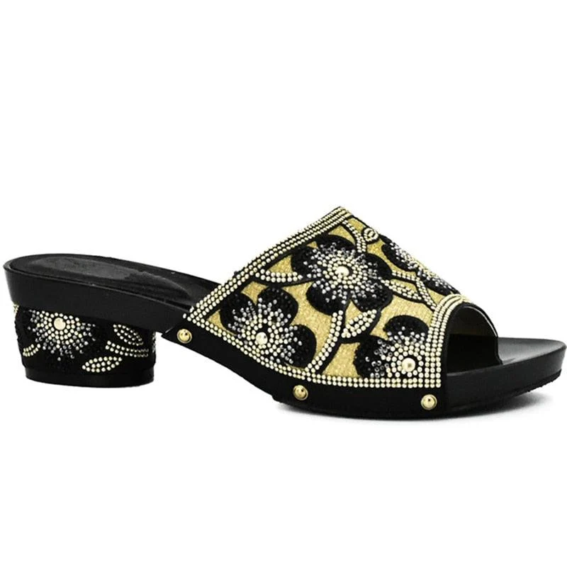 Aura Flower Sequin Mule Sandal Slippers - Glova