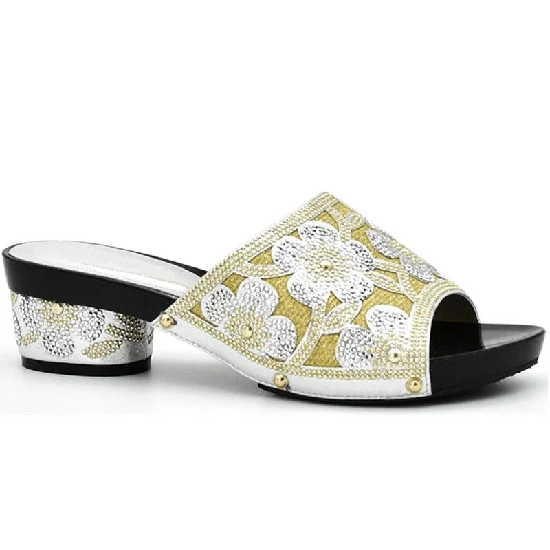 Aura Flower Sequin Mule Sandal Slippers - Glova