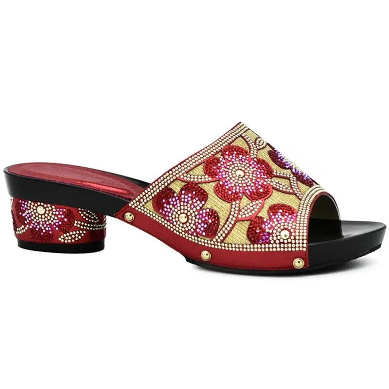 Aura Flower Sequin Mule Sandal Slippers - Glova