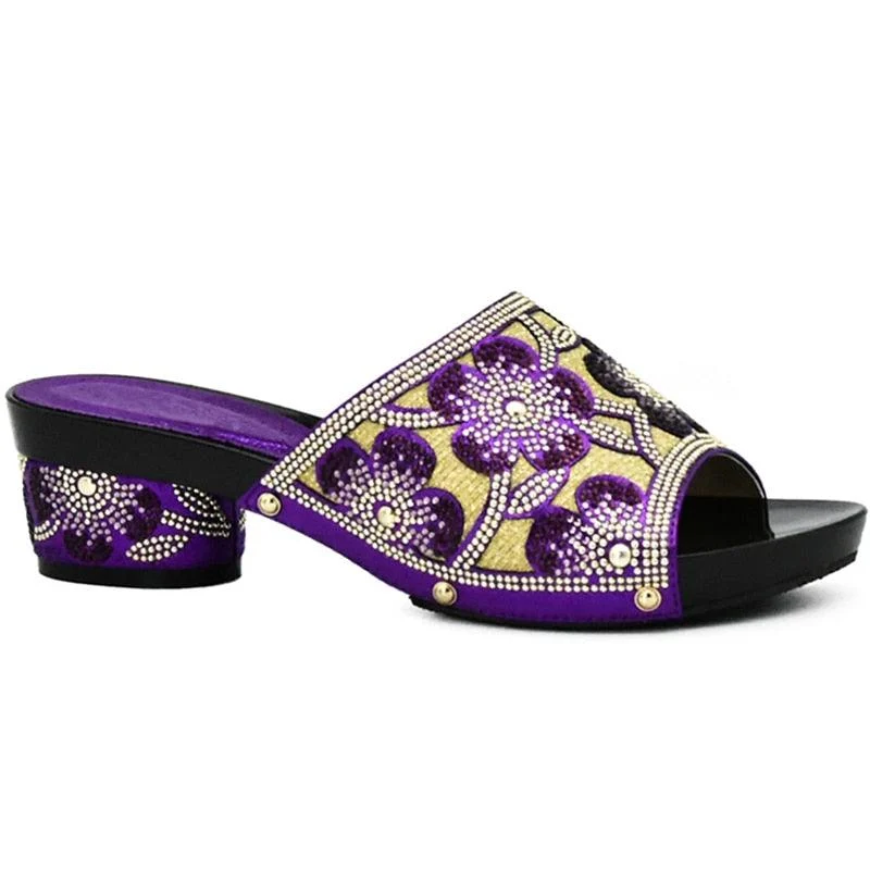 Aura Flower Sequin Mule Sandal Slippers - Glova