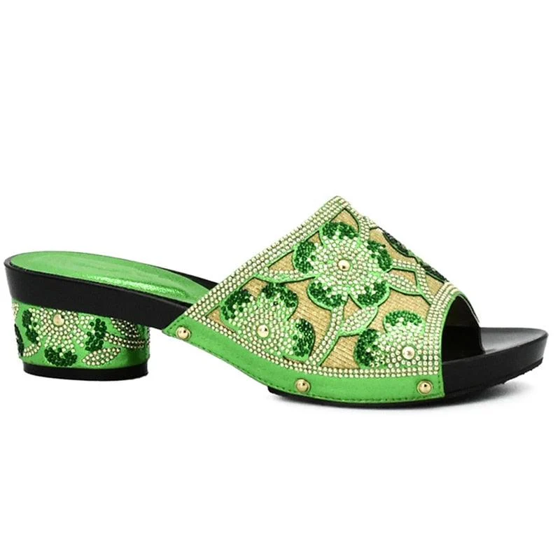 Aura Flower Sequin Mule Sandal Slippers - Glova