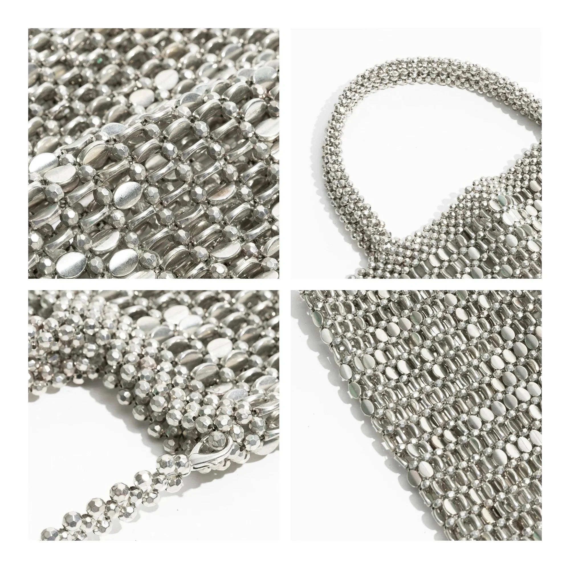 Ausha Silver Beads Sequin Mesh Tote - Glova