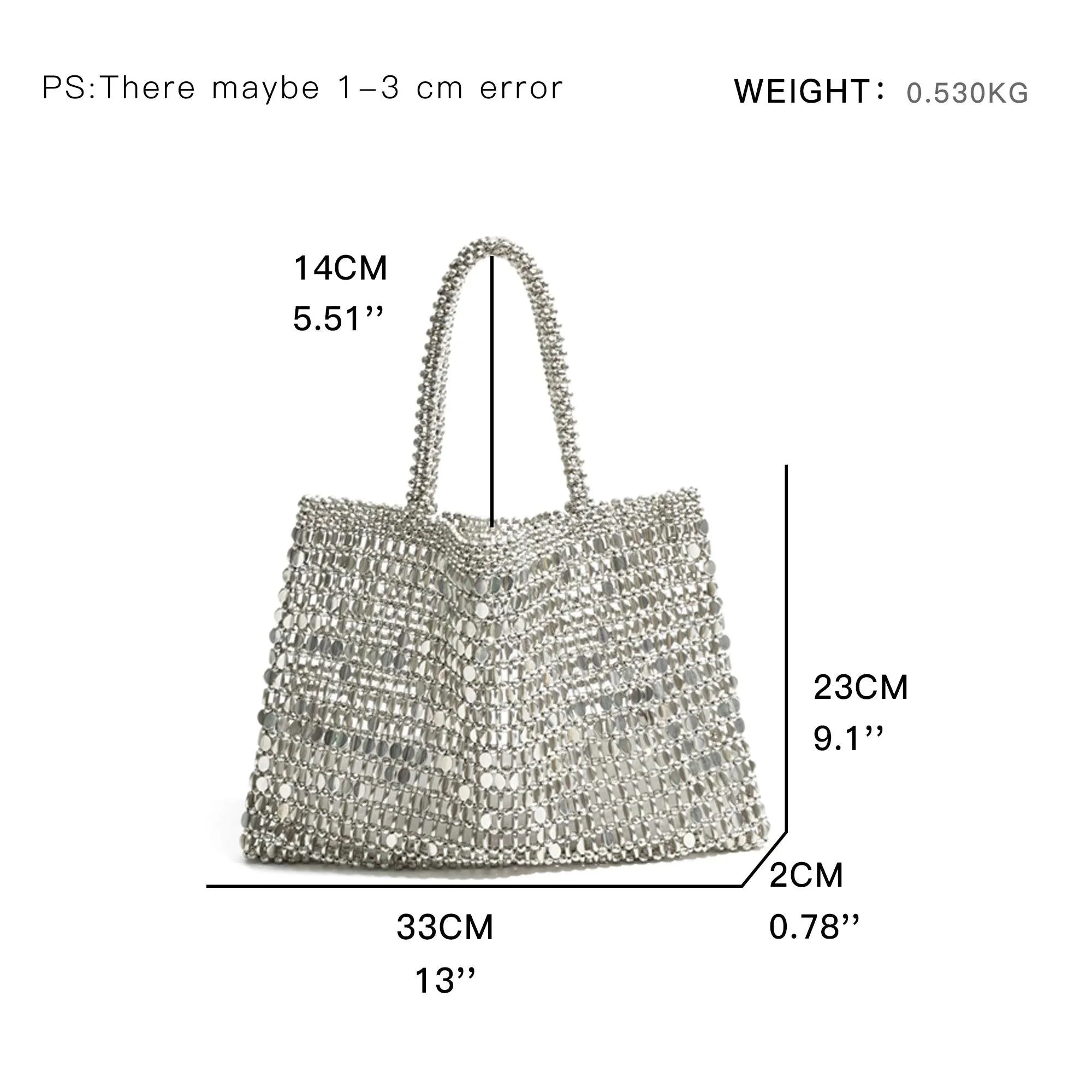 Ausha Silver Beads Sequin Mesh Tote - Glova