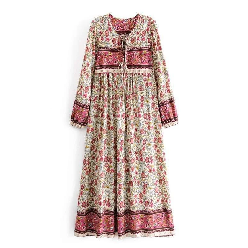 Aviana Vintage Floral Maxi Dress - Glova