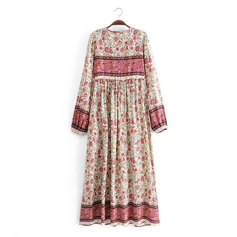 Aviana Vintage Floral Maxi Dress - Glova