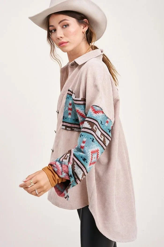 Aztec Print Corduroy Jacket - Glova