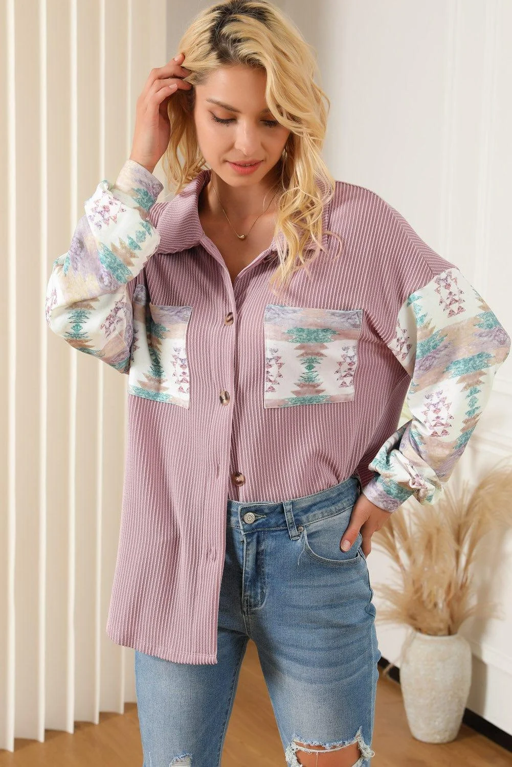 Aztec Print Corduroy Shirt - Glova